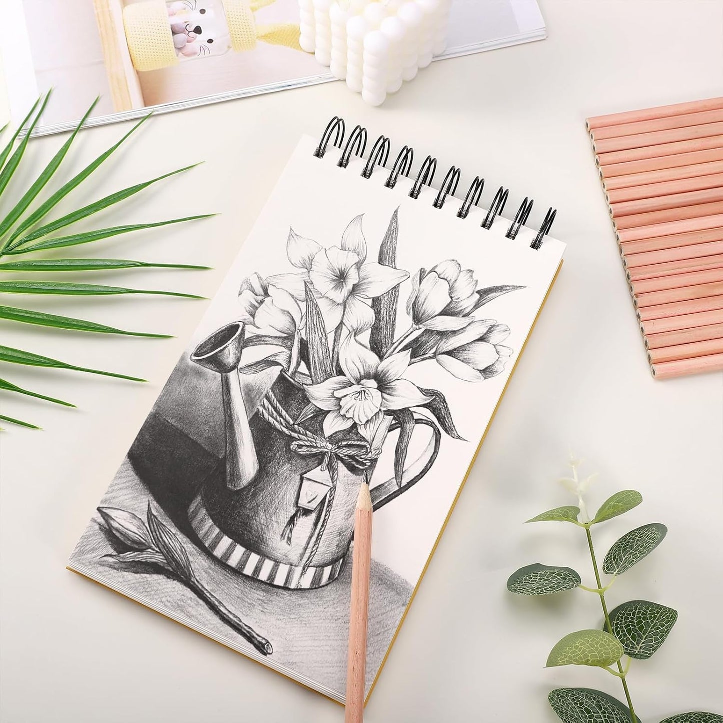 A5 Sketchbook, 2 Pack Mixed Media Sketchbook 120 Sheets Total, 98lb/160g/m² Heavy Weight Spiral Artist Sketchbook for Sketching, Crayons, Acrylics, Crafts, Ideal Gift