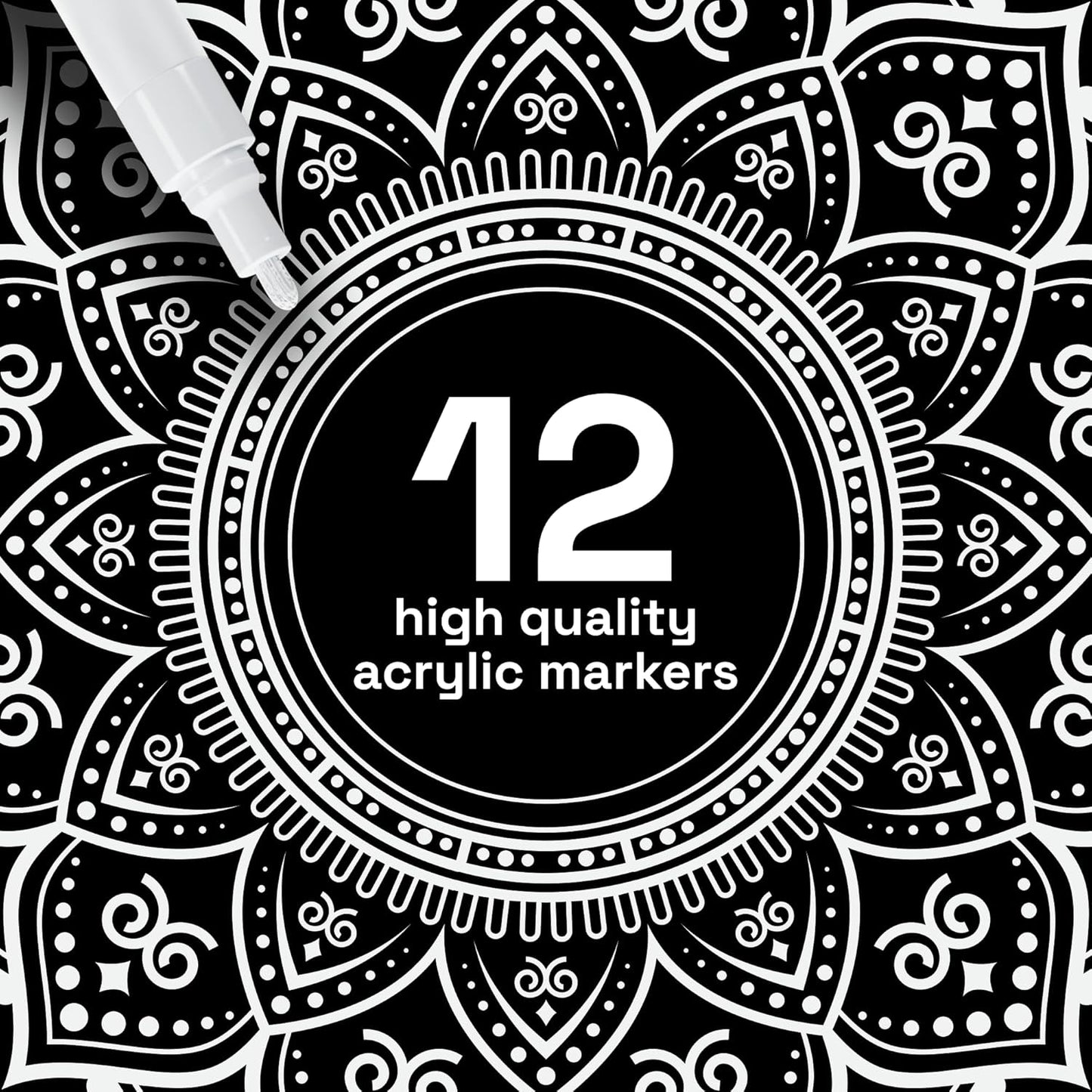 ARTISTRO 12 White Paint Pens for Rock Painting, Stone, Ceramic, Glass, Wood, Fabric, Scrapbooking, DIY Craft Making, Art Supplies, Card Making, Coloring, Acrylic Markers Medium Tip 3.0mm