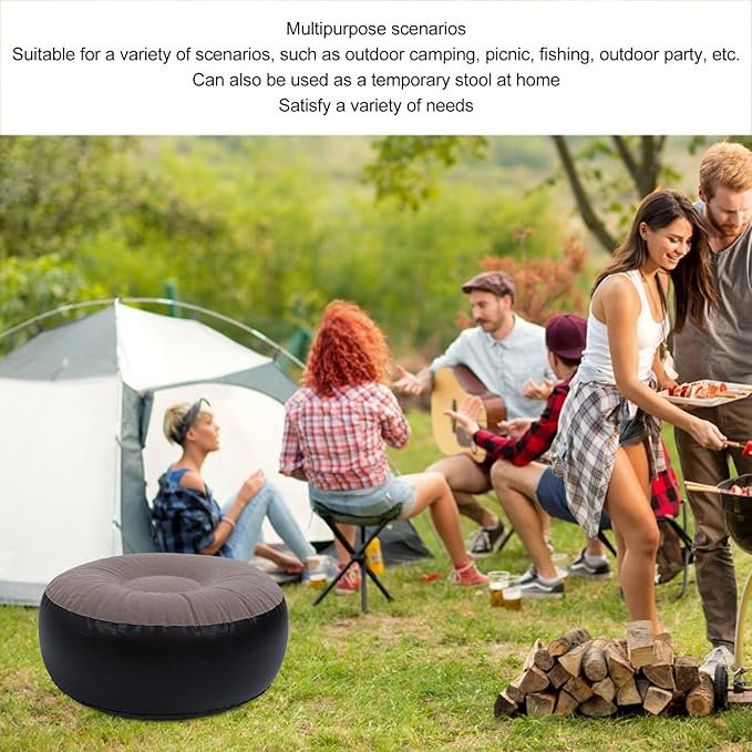 ZJchao Pouf Ottoman, Outdoor Ottoman, Inflatable Foot Rest, Inflatable Flocking Stool Multipurpose Lightweight Round Portable Inflatable Stool for Travel Camping Outdoor Activities