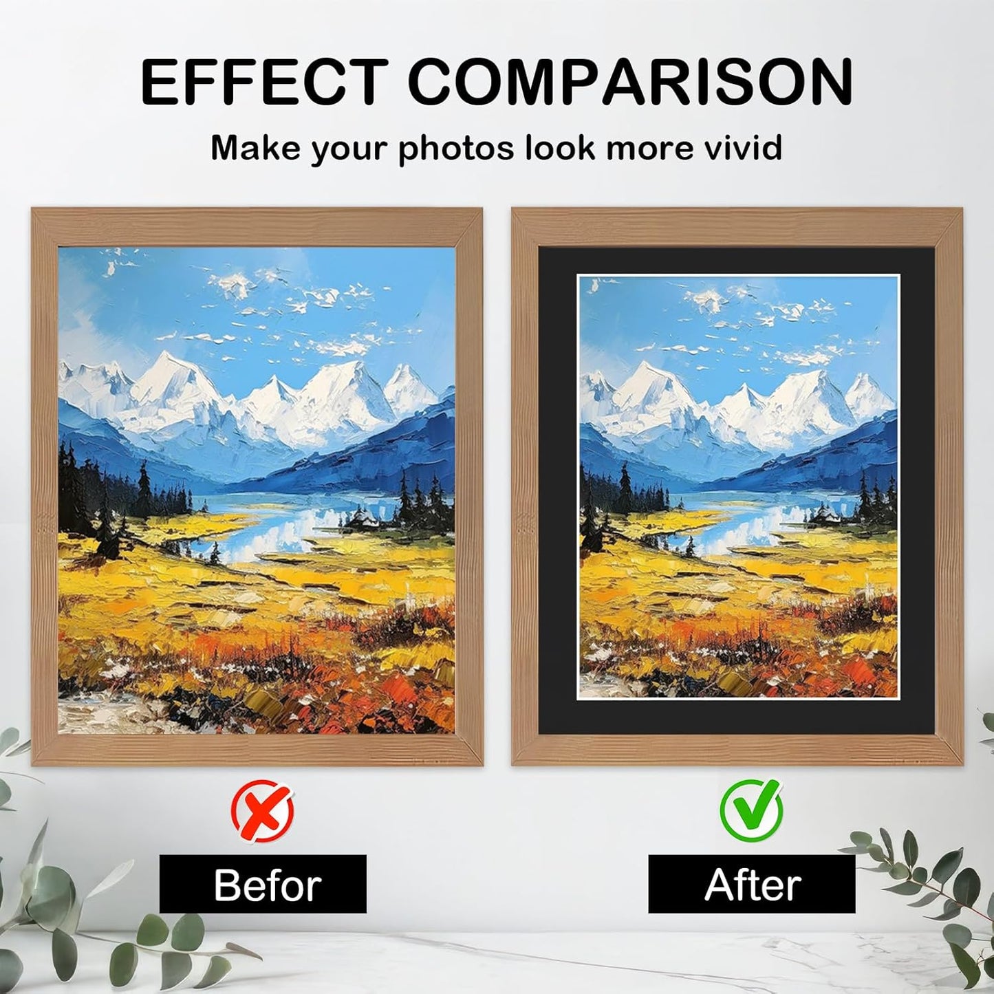 Prudiut 15 Pack 8x10 Black Picture Mats, Frame Mattes for 5x7 Pictures Photo Frame Mat Core Bevel Cut Mat Board Show Kit for Photos, Prints, Artworks