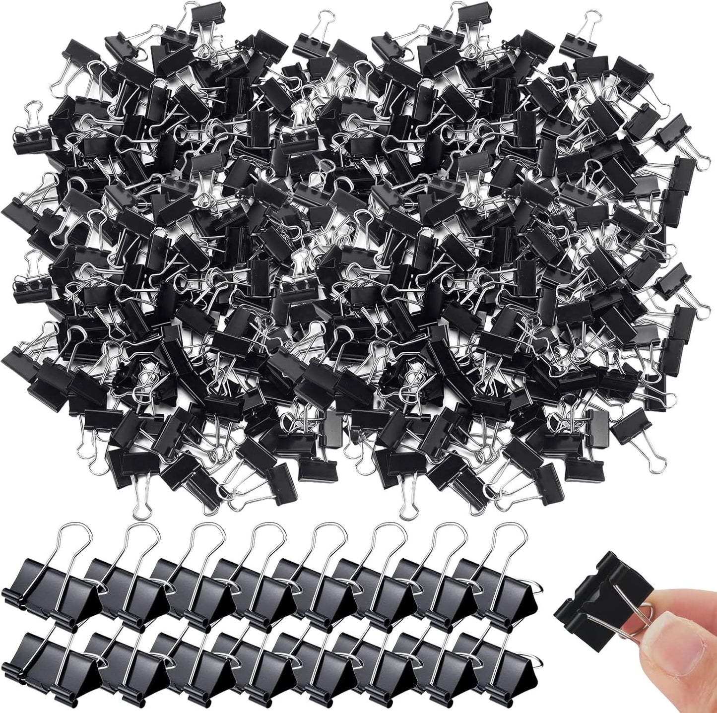 Yexiya 1000 Pcs Binder Clips Bulk Assorted Sizes Black Paper Clips Small Binder Clips Office Clips Bulk Mini Paper Clamps Multi Sizes for School Teachers Office Supplies (0.75 Inch)