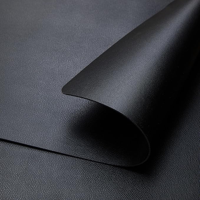 DOLOPL Placemats Set of 8, Black Wipeable Faux Leather Heat Resistant Place Mats for Kitchen Dining Room Table Decorations, Modern Waterproof Table Mats for Indoor & Outdoor Use