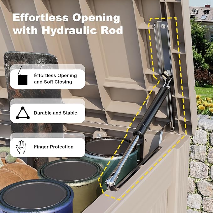 DRATO 180 Gallon Outdoor Storage Box, Large Waterproof Deck Box, Lockable Resin Storage Container with Reinforced Support for Patio Cushions, Garden Tools, UV-Resistant Outdoor Chest（Gray，180 Gallon）
