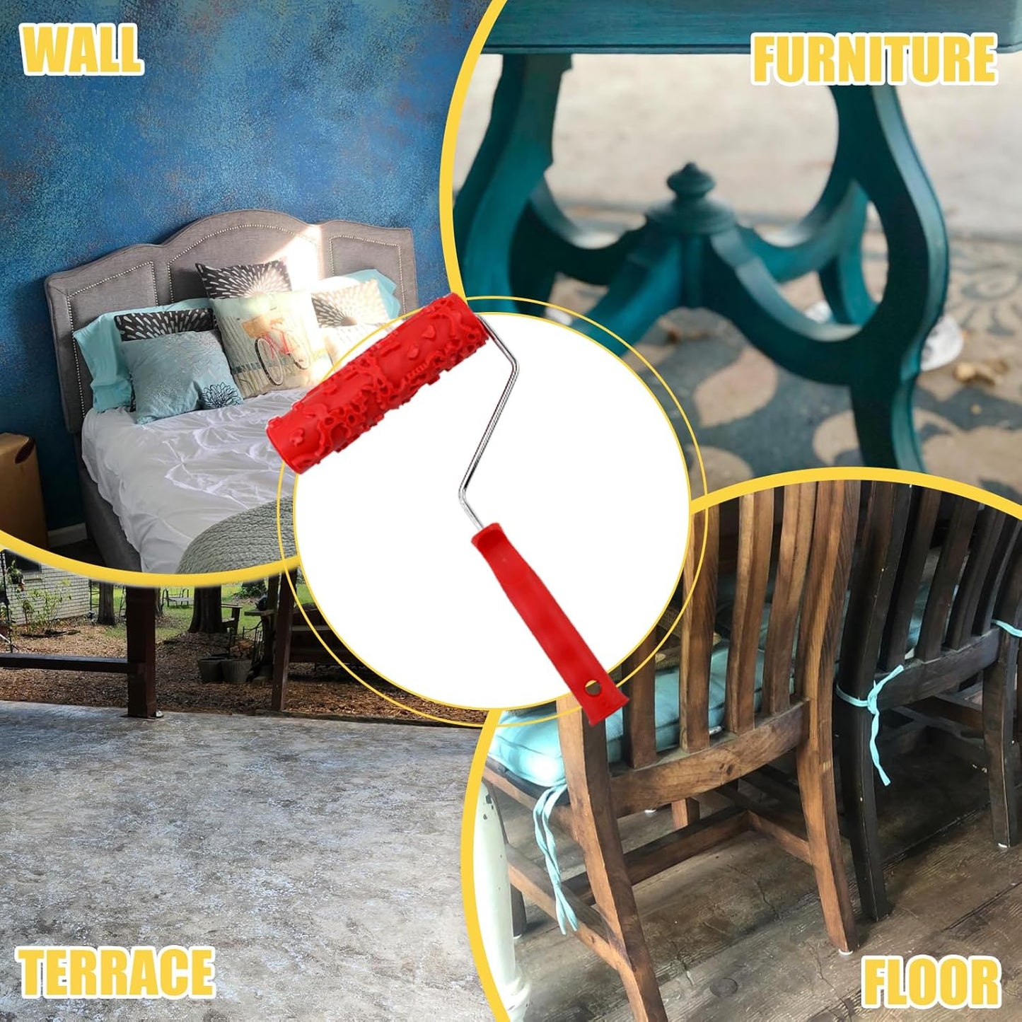 2 Pack 7" Patterned Rubber Texture Roller Tools, Texture Rubber Roller for Wall Decoration Classic Brick Embossing (EG323T)