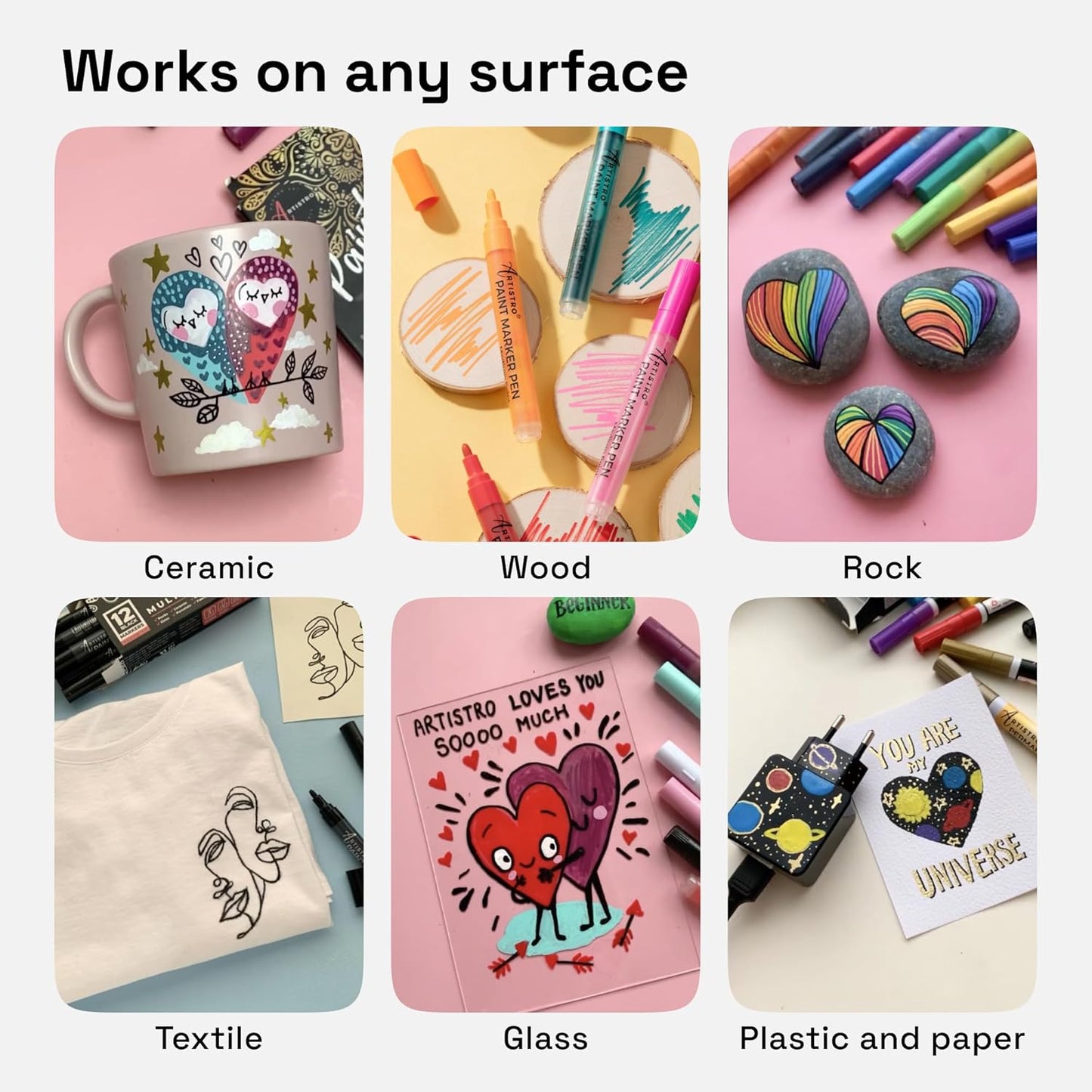 ARTISTRO 12 Medium Tip Acrylic Paint Markers - Easy for All Ages & Levels Paint Pens for Fabric, Rock, Glass, DIY - Halloween Pumpkin Painting Kit, Art Supplies, Christmas Gift