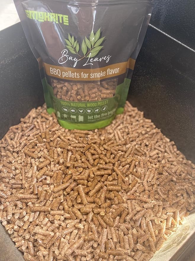 SMOKRITE: Bay Leaves Wood Pellets for Smoker Grills, All 100% Natural Hard Wood BBQ Pellets for Outdoor Grills, Smoke, Roast, Burns Up to 30 Hours of Smoking 0.5 kg