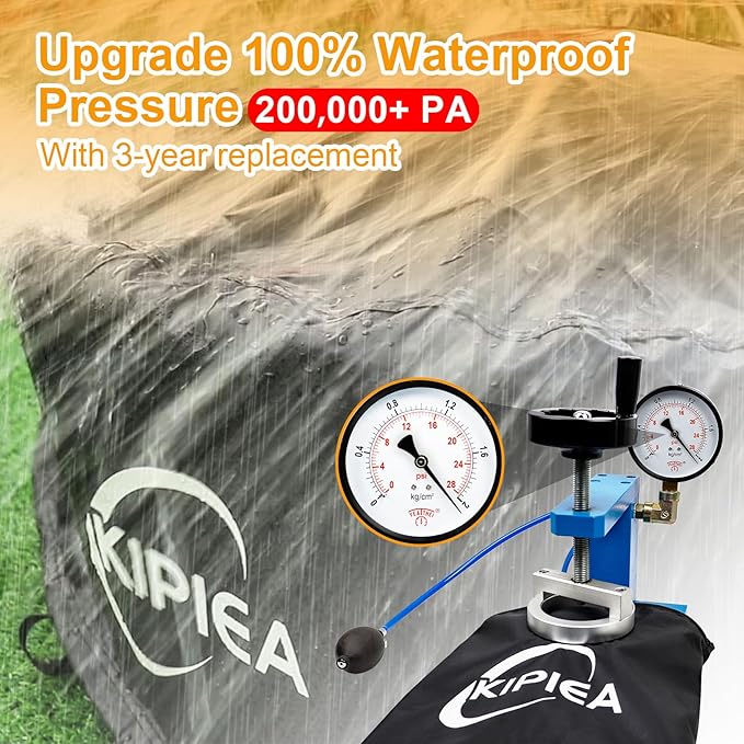 Kipiea Round Fire Pit Cover - 100% Waterproof Upgraded 600D Strong Tear Resistant Firepit Cover, UPF 50+ Outdoor Fire Pit Cover Fading Resistant, 40" Dia X 24" H
