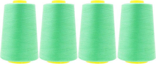 Mandala Crafts 4 Pack of Serger Threads Cones Spools - 40S/2 24000 Yards Polyester Seafoam Green Threads for Sergers Machine and Overlock Quilting Sewing Machine