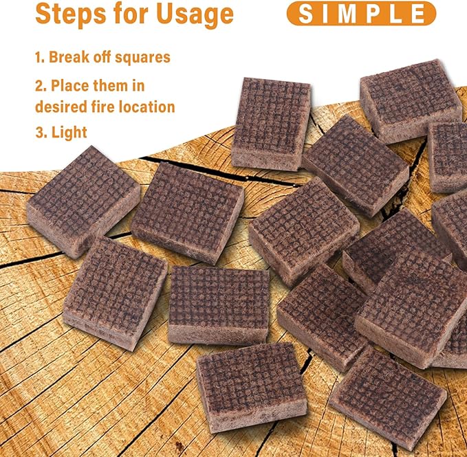 HGD Fire Starter, 128 Mini Square, Natural Fire Starters for BBQ, Campfire, Fireplace, Charcoal, Wood Stove, Chimney, Fire Pit, Grill, Smoker, Indoor Outdoor Use