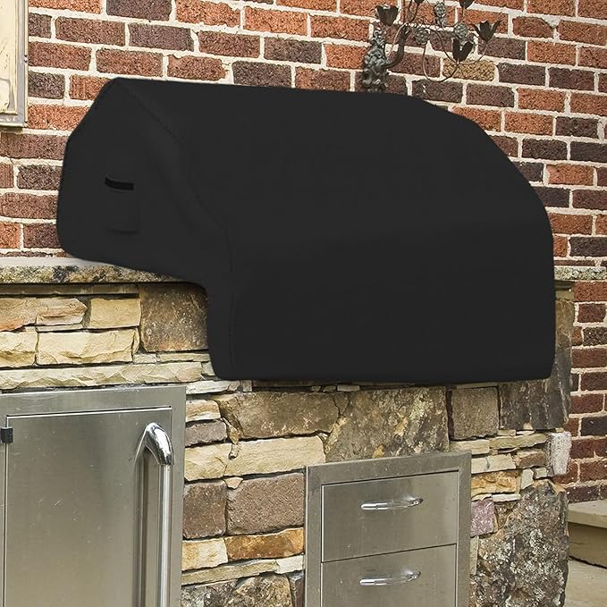 Covers & all Built-in Outdoor Grill Cover, Durable 12 Oz Waterproof Cover Max Material with Air Pocket & Elastic for Snug Fit (44" W x 27" D x 26" H Inches, Black)