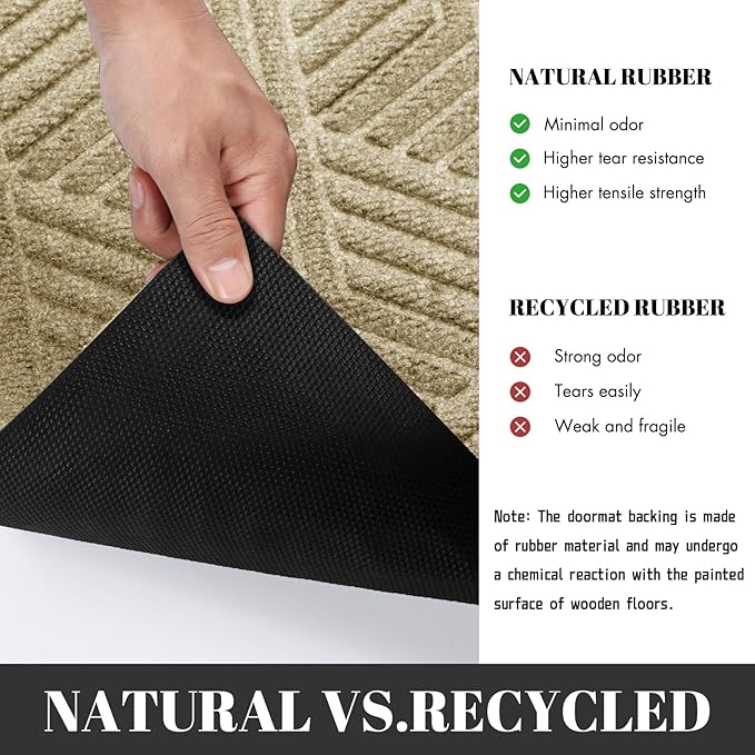 Yimobra Extra Large Door Mat 60x32, All-Season Waterproof Outdoor Mats for Front Door Entrance with Drainage Holes, Heavy Duty Non-Slip Doormat for Garage Patio Entryway Indoor, Beige