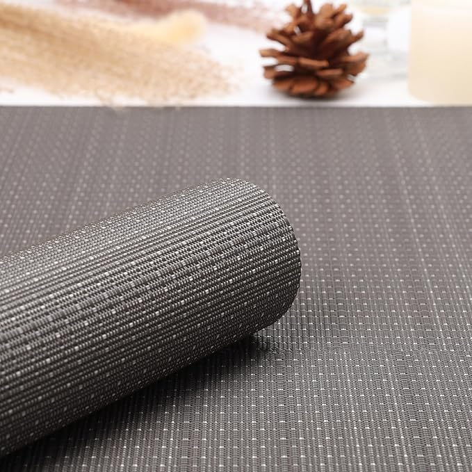 Myir JUN Table Runner, Vinyl Table Runner Indoor 72 Inch Long Arbitrarily Cropped Runner for Table Heatproof for Home Party (Dark Gray, 12 x 72 inch)
