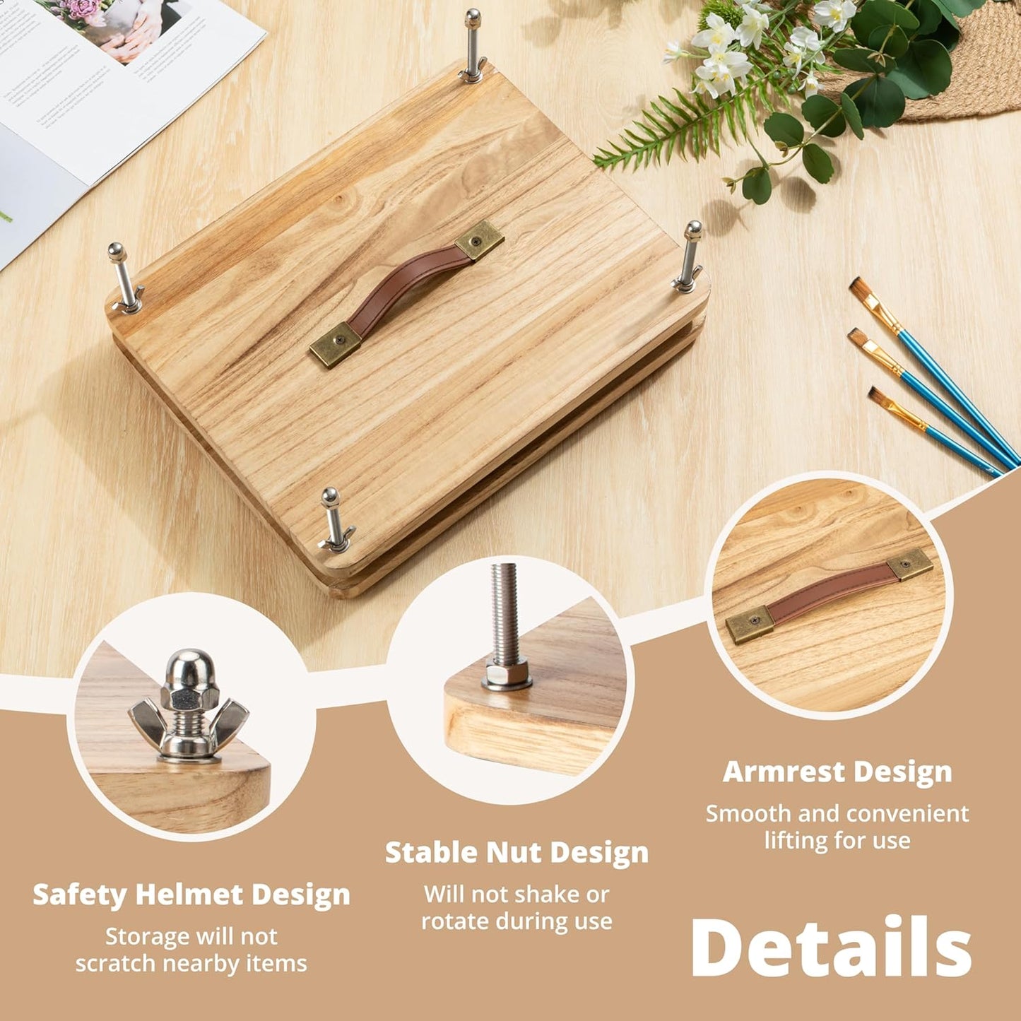 50 Pcs Book Binding Kits, 15"x11.4" Inch Wooden Book Press，Books Binding Materials, with Bone Folder, Awl, Needles for DIY Bookbinding, BookRepair, Handmade Crafts