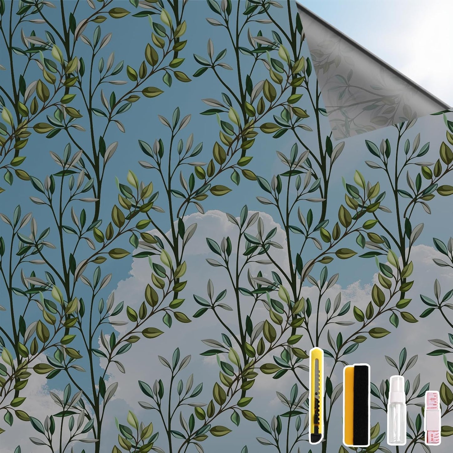 NINETREX One Way Window Privacy Film, Daytime Privacy Static Cling Sun Blocking Anti UV Reflective Window Tint for Home and Office 17.5 x 157.4 inches, Black Silver Leaf