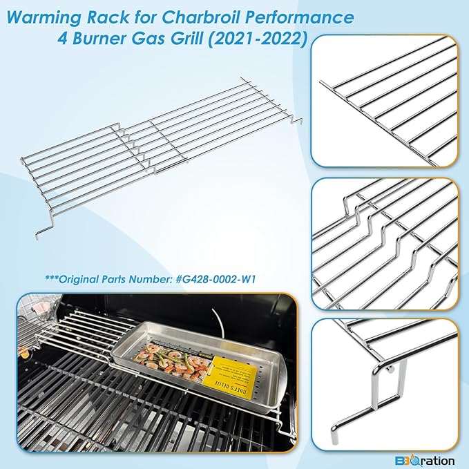 Warming Rack Grill Parts for Charbroil Performance 4 Burner 463352521 463354021 463365021 463354021 463365522, G428-0002-W1 Grill Swing Away Grid for Charbroil Grill Replacement Parts