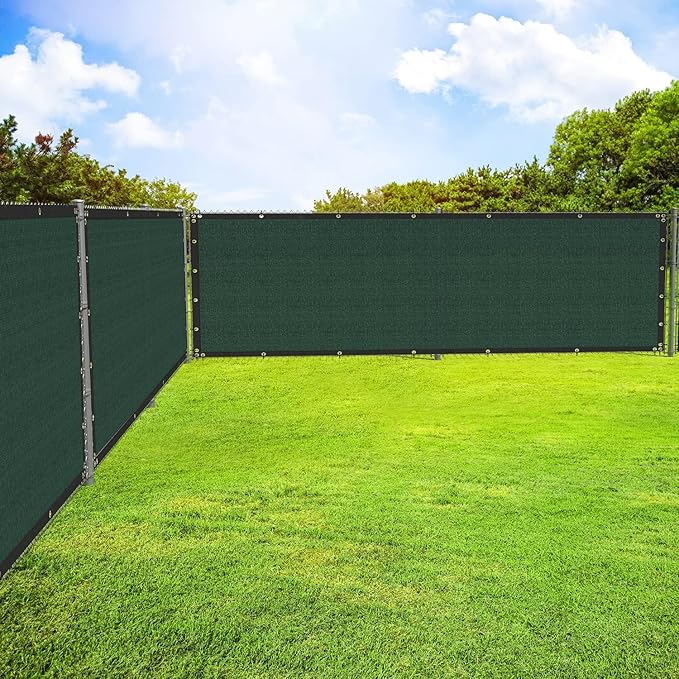 ECOOPTS 8'x145' Privacy Fence Screen Windscreen with Copper Grommets, Fit for Commercial Fence and Residential Garden Outdoor 90% UV Blockage, Cable Zip Ties Included (Green)