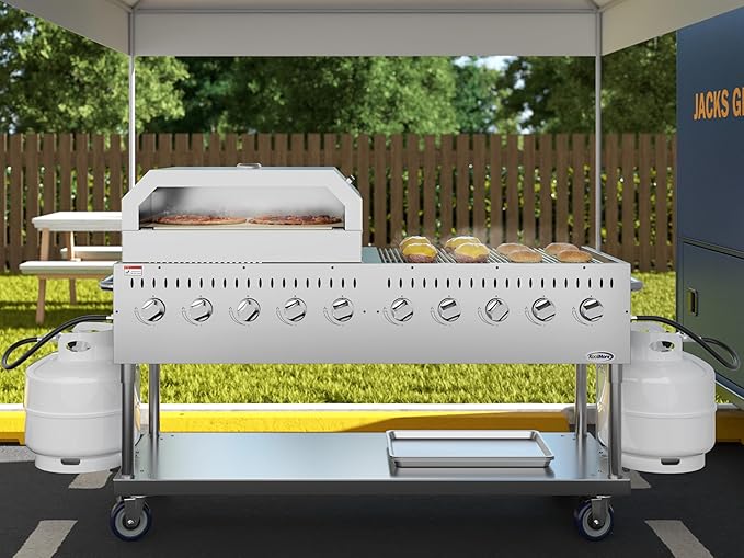 KoolMore 72 in. Commercial Outdoor Propane Gas Grill with 36 in. Pizza Oven, ETL Listed in Stainless-Steel (CGKIT7-P36)