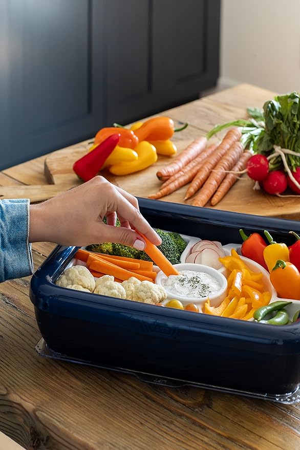 Fancy Panz Charcuterie Veggie Trayz - 9 Raised Compartments - Fits Classic/Premium Fancy Panz Elevated Food Serving Tray - Portable Charcuterie Board with Lid - Made in The USA Hosting Essentials