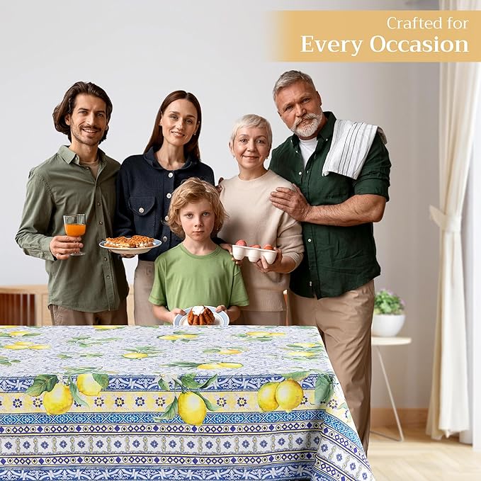 Maison d' Hermine Table Cloth Rectangle Table 100% Cotton 60 x 120 Inches Tablecloth Reusable Decorative Everyday Use for Dining Room, Farmhouse, Home, Party, Festive & Wedding Spring Summer - Citrus