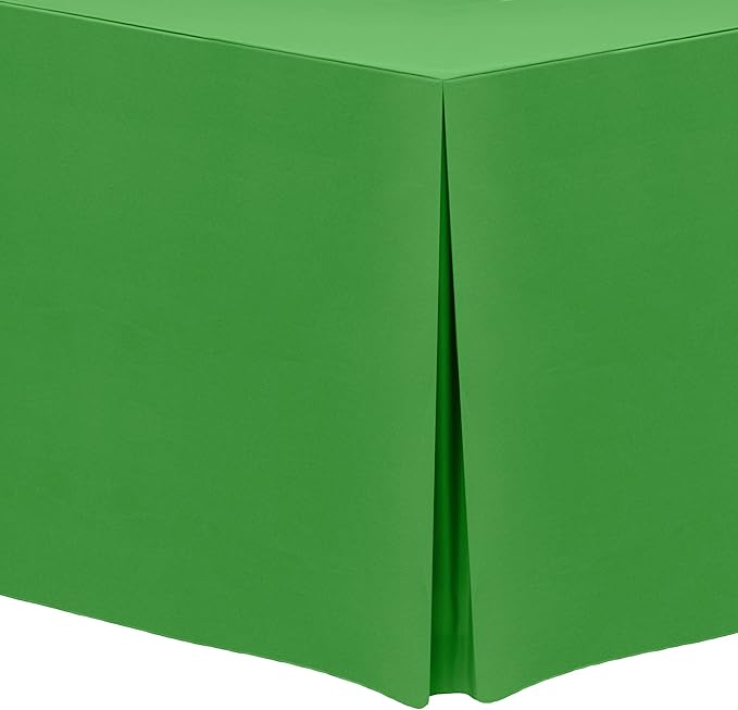 Ultimate Textile -10 Pack- 5 ft. Fitted Polyester Tablecloth - Fits 30 x 60-Inch Banquet and Folding Rectangular Tables - 42" H, Kelly Green