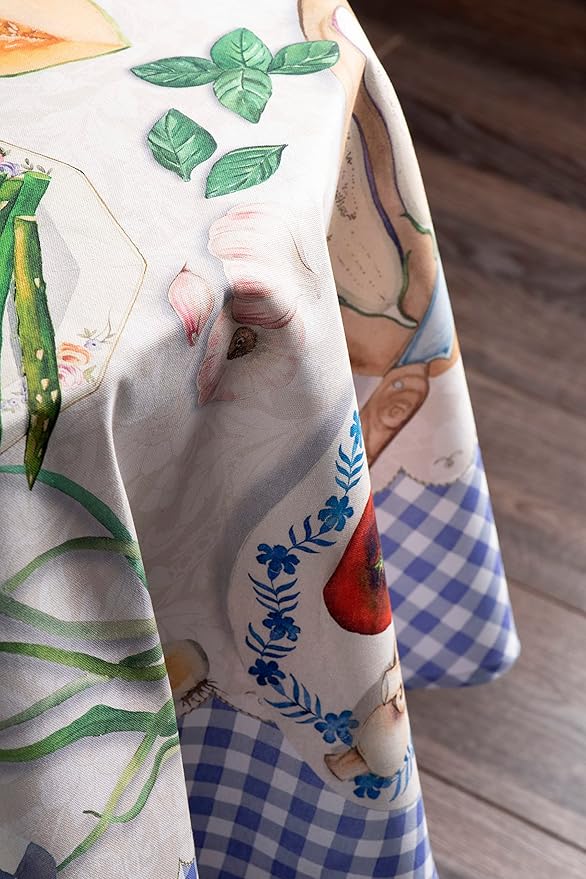Maison d' Hermine Table Cloth Round Table 100% Cotton 69 Inches Tablecloth Reusable Decorative Everyday Use for Dining Room, Farmhouse, Home, Party, Festive & Wedding Spring Summer - Gourmand