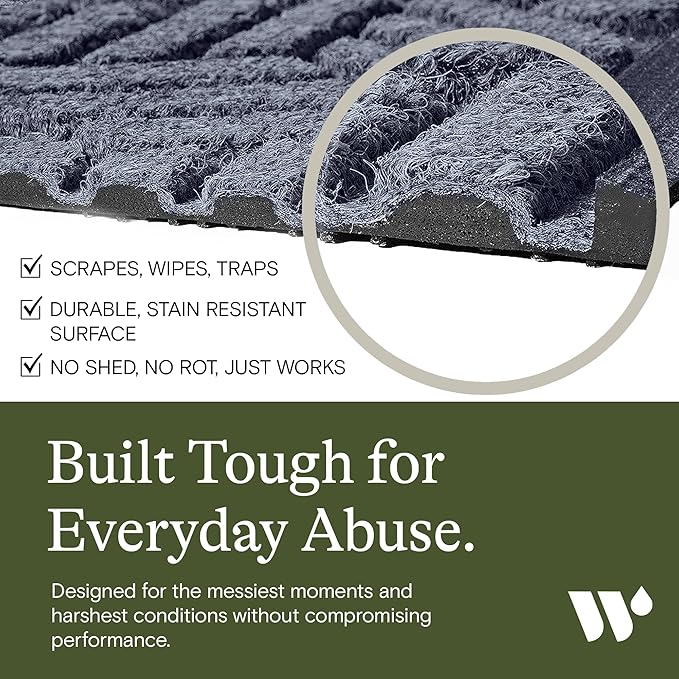 WaterHog Heavy Duty Doorway Mat, 3' x 5', Made in USA, Durable & Skid-Resistant Entryway Mat, Water-Trapping, Indoor/Outdoor Decorative Floor Covering, Cordova Collection, Bluestone