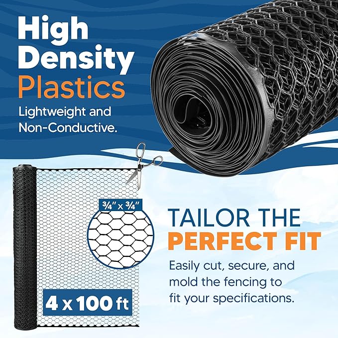 Zebro Plastic Chicken Wire Fence – Flexible Poultry Netting & Garden Fence for Large Chicken Coops, Farm Use, Pet Enclosures & Agriculture – Weatherproof & Rust-Free - 4' x 100' Black