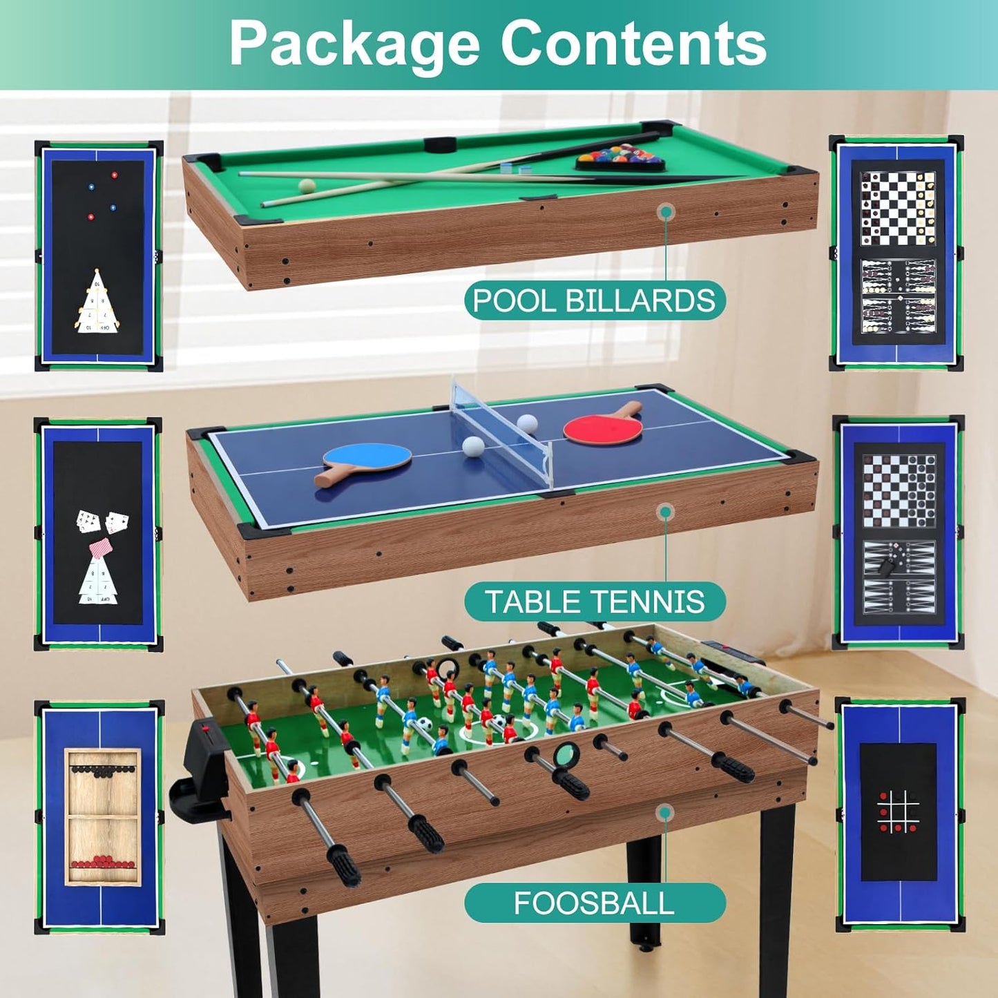 12-in-1 Game Table - 48" Combo Game Table, Ping Pong Table, Foosball Table, Air Hockey Table, Pool Table - Sports Arcade Games with Accessories - Ideal for Game Rooms and Family Game Nights!
