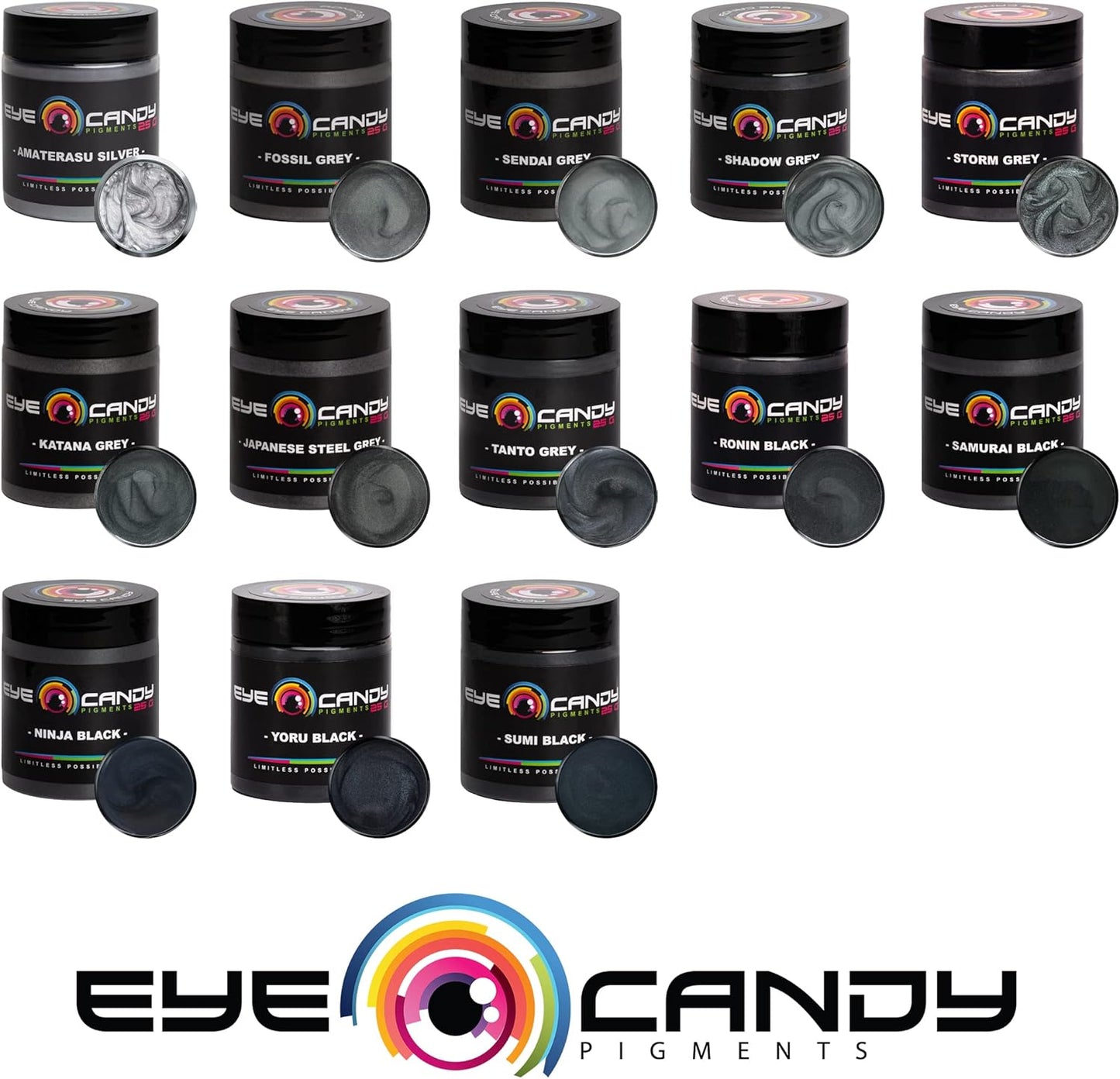 Eye Candy Pigments Premium Grey Mica Powder - Katana Grey (25gr) - for Epoxy, Resin, Soap, Paint, Woodworking, Acrylic Pouring, Bath Bombs, Fishing Lures - DIY Arts and Crafts Additive