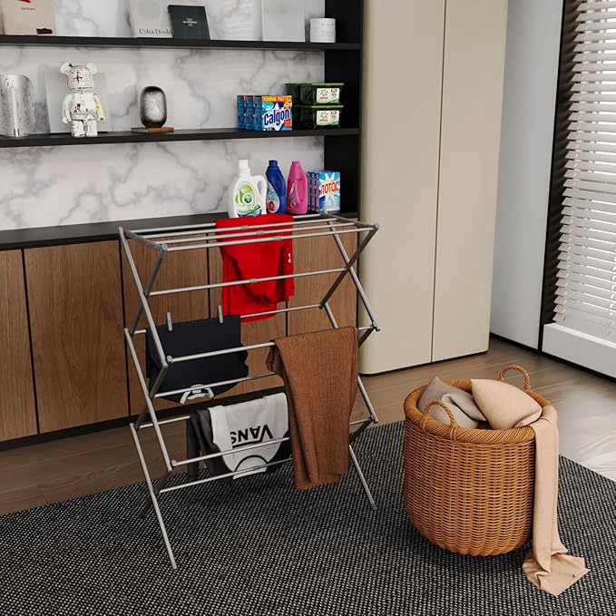 Drying Rack for Laundry, Foldable Clothes Drying Rack, Small Collapsible Dry Rack for Clothes, Use for Indoor & Outdoor Drying Clothes, 40"x29"x14.5" (Grey)