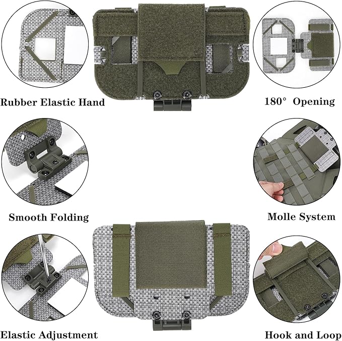 Tactical Phone Holder Available in Full Size Plate Carrier Phone Mount Adjust Nylon Molle Phones Holder for Tactical,Car,Office (Ranger Greens)