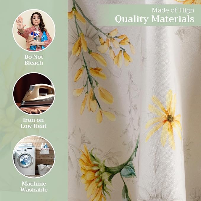 Maison d' Hermine Table Cloth Round Table 100% Cotton 63 Inches Tablecloth Reusable Decorative Everyday Use for Dining Room, Farmhouse, Home, Party, Festive & Wedding Spring Summer - Candice