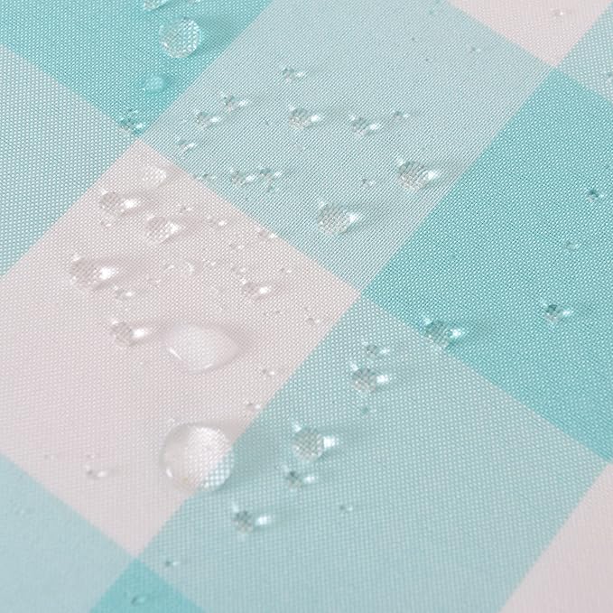 Cupuamon 2 Pack Waterproof Polyester Fabic Rectangle Checkered Tablecloth，60x84 Outdoor Table Cloth，Oil Stain Prevention Table Cloth for Pinics and Parties（Aqua and White）