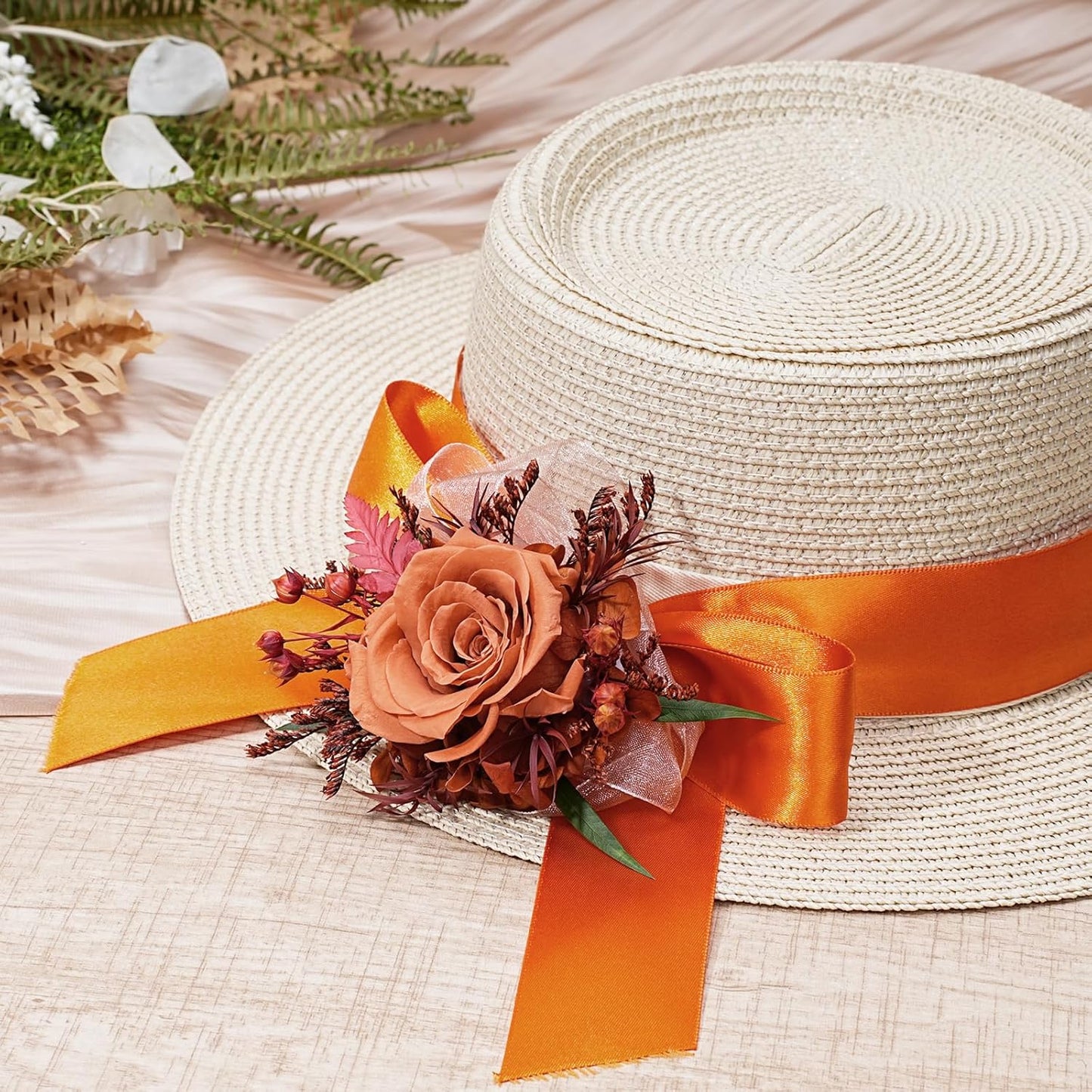 LaRibbons Orange Satin Ribbon 1 Inch 50 Yards Luxury Double Faced Russet Orange Silk Ribbon for Flower Bouquet Crafts Gift Wrapping Wedding Fall Decoration