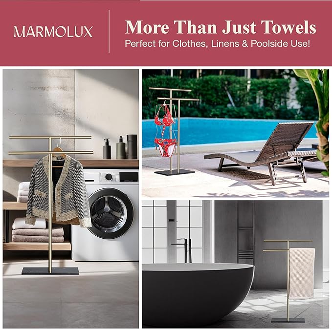 Towel Stand – Freestanding Towel Rack for Bedroom & Bathroom, Heavy-Duty Towel Drying Rack with Sturdy Base, Stylish Modern Free Standing for Spa & Home 1.6'x2.7'x0.7'