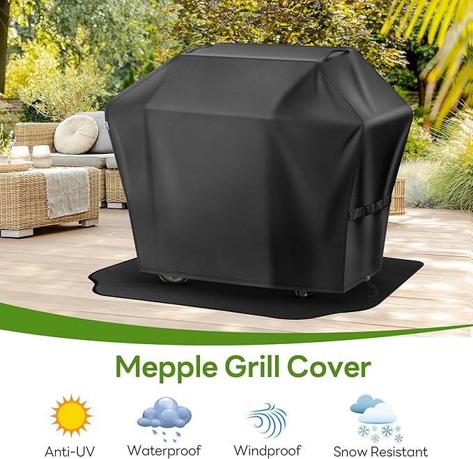 Grill Cover 60 Inch & Under Grill Mat,Waterproof Fade Resistant Anti-UV Barbecue Grill Cover & Weather Protection BBQ Cover for Griddle Outdoor,Compatible with Weber Nexgrill Charbroil Grill