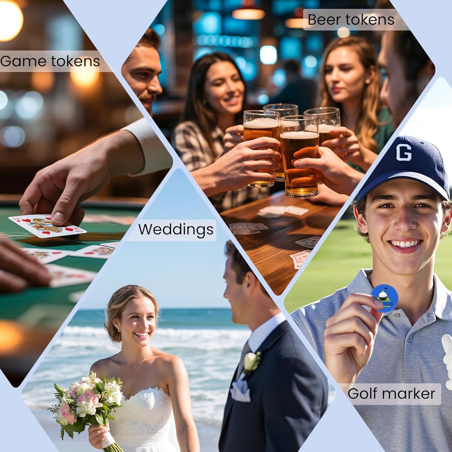 200-1000 Personalized Plastic Poker Chips,Double Sided Full Color Print,Custom Your Own Logo, Text and Image for Bar Drink Tokens,Promotonal Events,Business Cards,Party Games,15 Colors