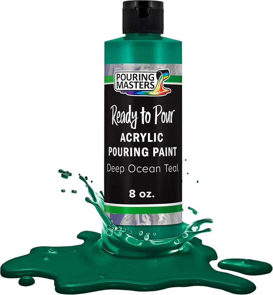 POURING MASTERS Deep Ocean Teal Acrylic Ready to Pour Pouring Paint - Premium 8-Ounce Pre-Mixed Water-Based - for Canvas, Wood, Paper, Crafts, Tile, Rocks and More