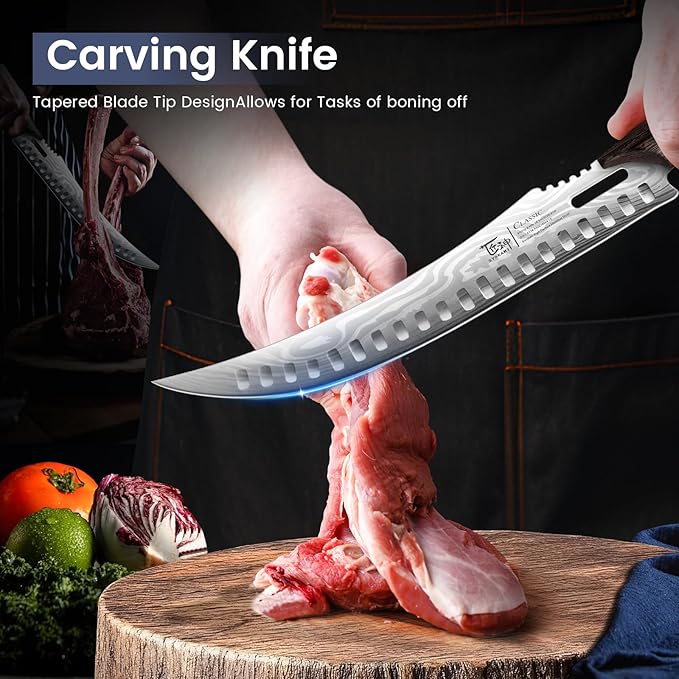 Butcher Knife Set, 3 PCS Kitchen Knives Set for Cutting, Meat Cleaver Chef Knife Set, Japanese Style High Carbon Steel Knives Set, Chopping & Slicing & Boning for Home and BBQ, Christmas gift