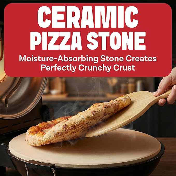 PIEZANO XL 14 Inch Extra Large Crispy Crust Pizza Oven – Family Sized Electric Pizza Oven Indoor Countertop Maker with Stone Heats up to 800˚F for Stone Baked Pizzeria Style at Home