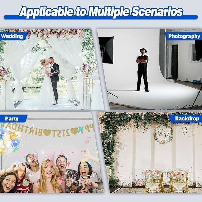 Pipe and Drape Backdrop Stand 10ftx10ft Adjustable Background Support System Heavy Duty Background Stand for Wedding Banquet Decorations Silvery
