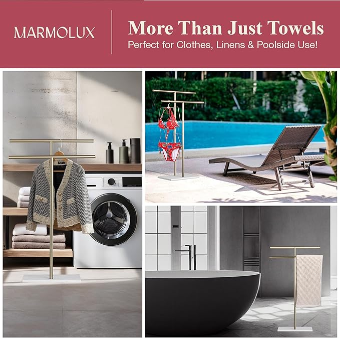 Towel Stand – Freestanding Towel Rack for Bedroom & Bathroom, Heavy-Duty Towel Drying Rack with Sturdy Base, Stylish Modern Free Standing for Spa & Home 1.6'x2.7'x0.7'