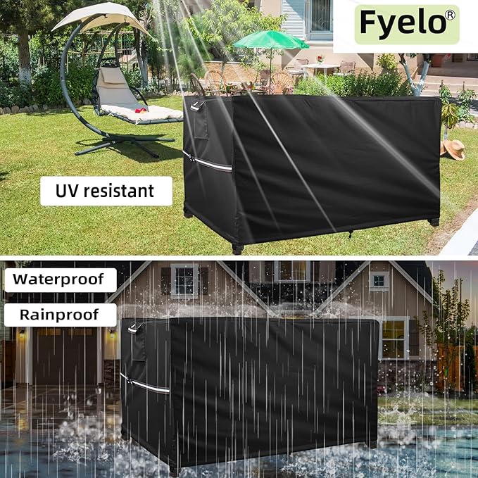 44 x 28 Inch Rectangular Fire Pit Cover for 40-44 Inch Outdoor Gas Fire pit tables, Waterproof 600D Heavy Duty Patio Firepit Table Cover UV Resistance, Black