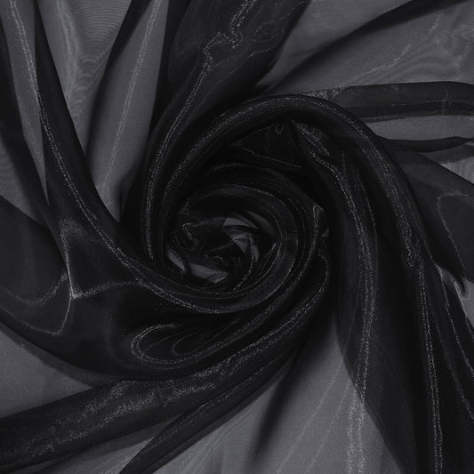 P Pothuiny Sheer Organza Fabric by The Yard, 1 Yard x 60 Inch Wide Bridal Black Organza Tulle Fabric Roll Shiny Gauze Fashion Dress Sewing Craft for Wedding Party Decorations Backdrop