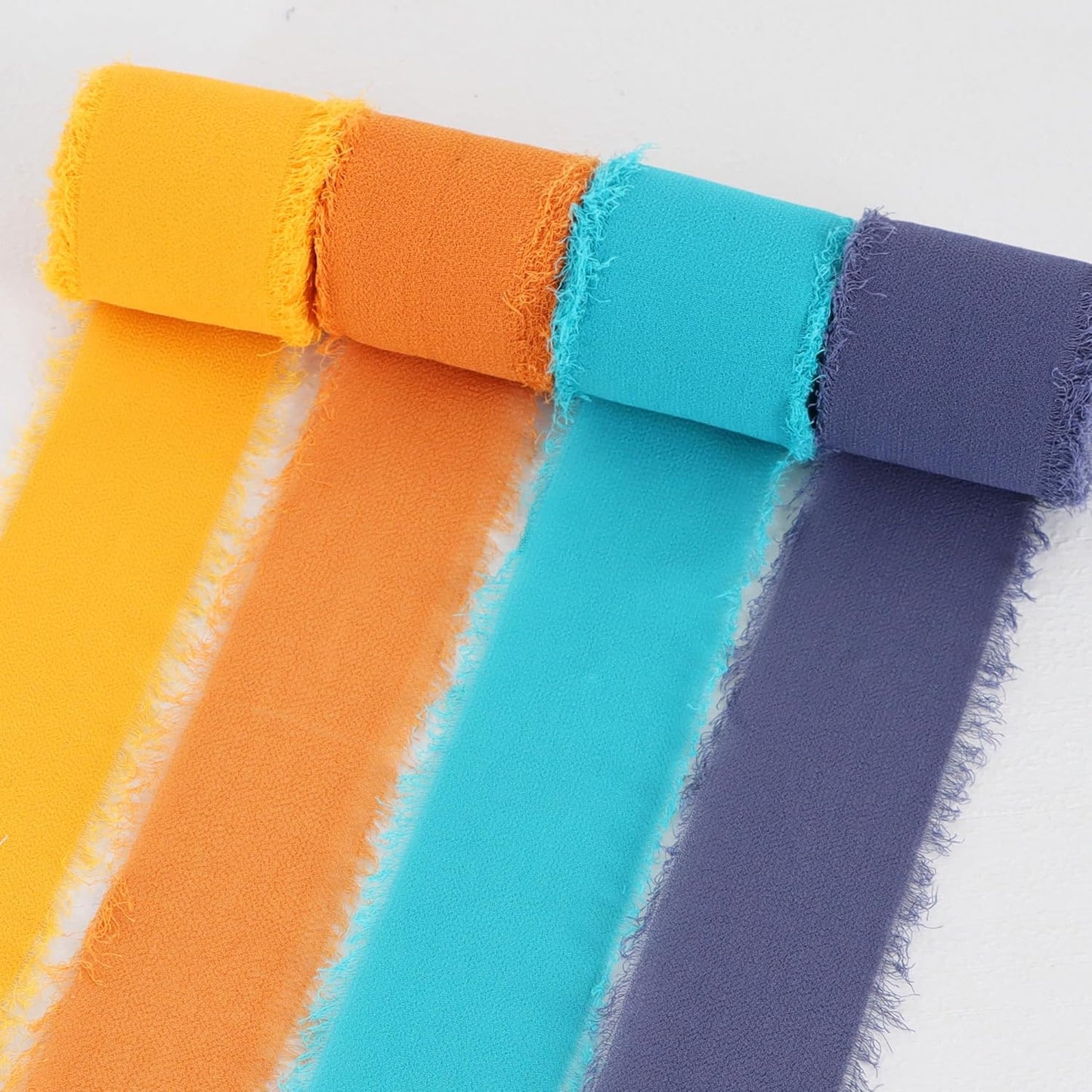 TONIFUL 4 Rolls Blue & Orange Chiffon Ribbon 1 1/2 inch× 5.5 Yards Ribbon Fabric Silk Ribbon for Gift Wrapping Wedding Party Decoration Flower Bouquet Wrapping Bows Making DIY Crafts