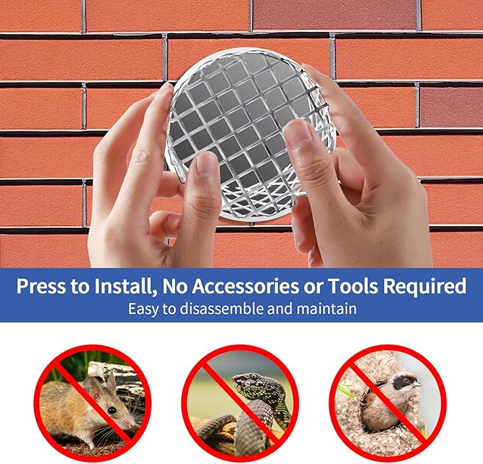 4" PVC Termination Vent Mesh Cap, 304 Stainless Steel Dryer Vent Screen Outdoor, PVC Roof Vent Cap, High Airflow Built-in Grill, 3.75" to 3.85" Conical Net, for 4in Dryer Vent Hose, Exhaust Vent Mesh