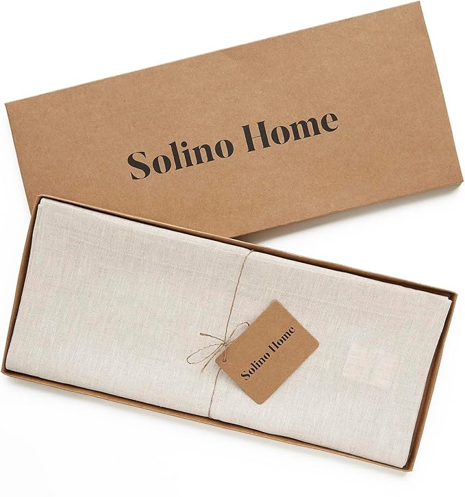 Solino Home Linen Table Runner 48 Inches - 100% Pure Linen Light Natural Table Runner 14 x 48 Inch Ideal for Dresser and Coffee Tables - Spring, Easter - Athena