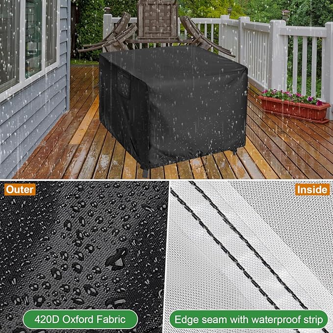 Outdoor Table Cover Square 24 inch Patio Table Cover Waterproof Patio Furniture Covers Rectangular for Outside Small Table and Chair Sets, Fire Pit, Coffee Table, Ottoman-24"L x 24"W x 28"H