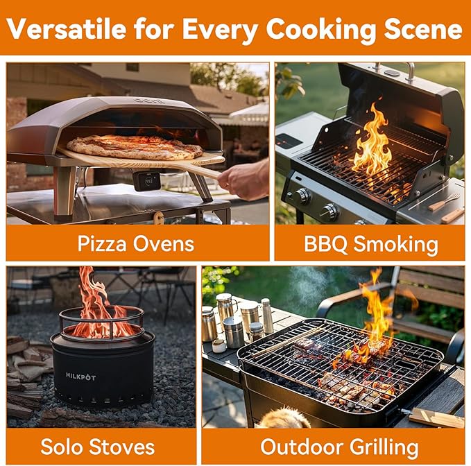 Hickory Pizza Oven Wood 6 Inch, 15 lbs Box – Kiln Dried & Bark-Free Firewood for Pizza Ovens, BBQ Smoking & Grilling – Premium Hickory Wood Logs for Ooni, Gozney, Solo Stove, Bertello