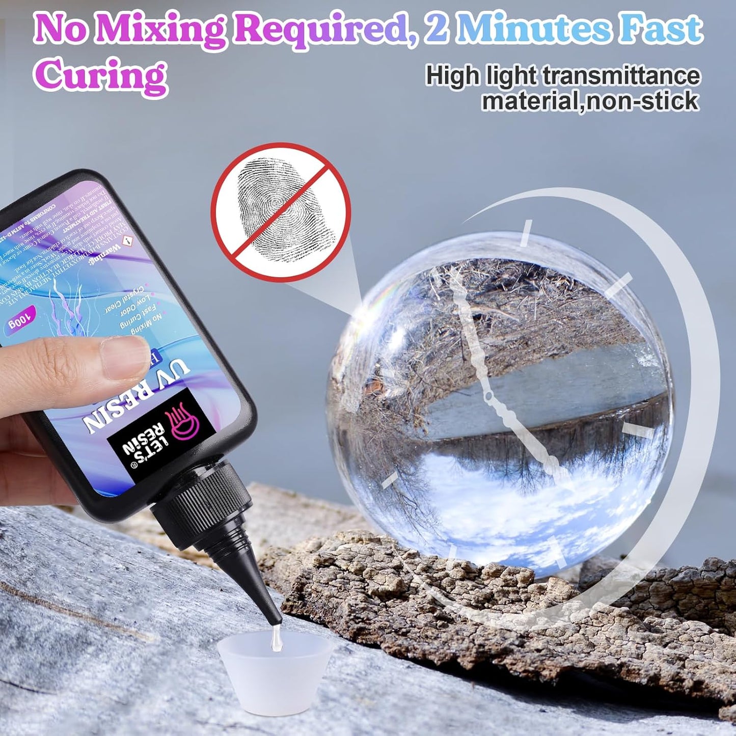 LET'S RESIN UV Resin,200g High Viscosity Crystal Clear Thick UV Resin Kit, Quick-Curing&Low Shrinkage Ultraviolet Epoxy Resin for Crafts, Doming, Coating